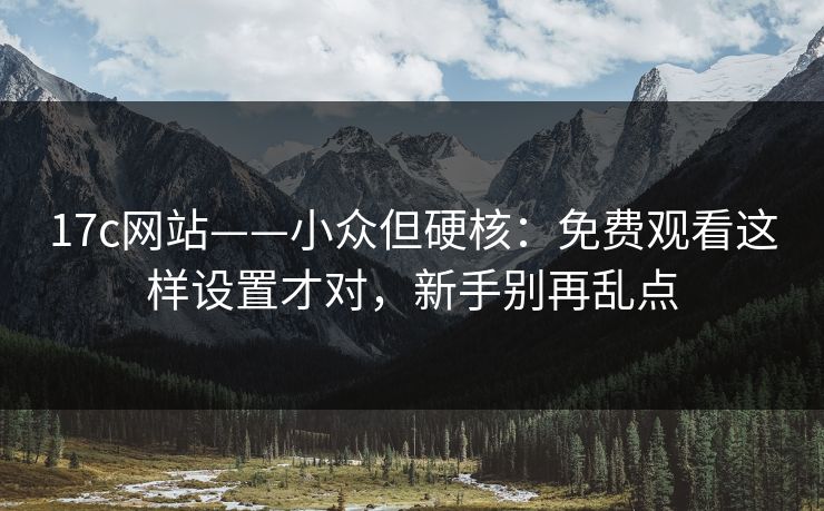17c网站——小众但硬核：免费观看这样设置才对，新手别再乱点